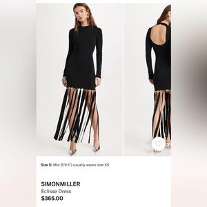 Simon Miller Black Eclisse Long-Sleeve Fringe Dress